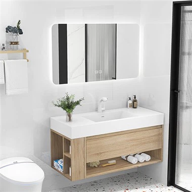 বেসিনের সাথে মেলামাইন ফিনিশ বাথরুম ভ্যানিটি